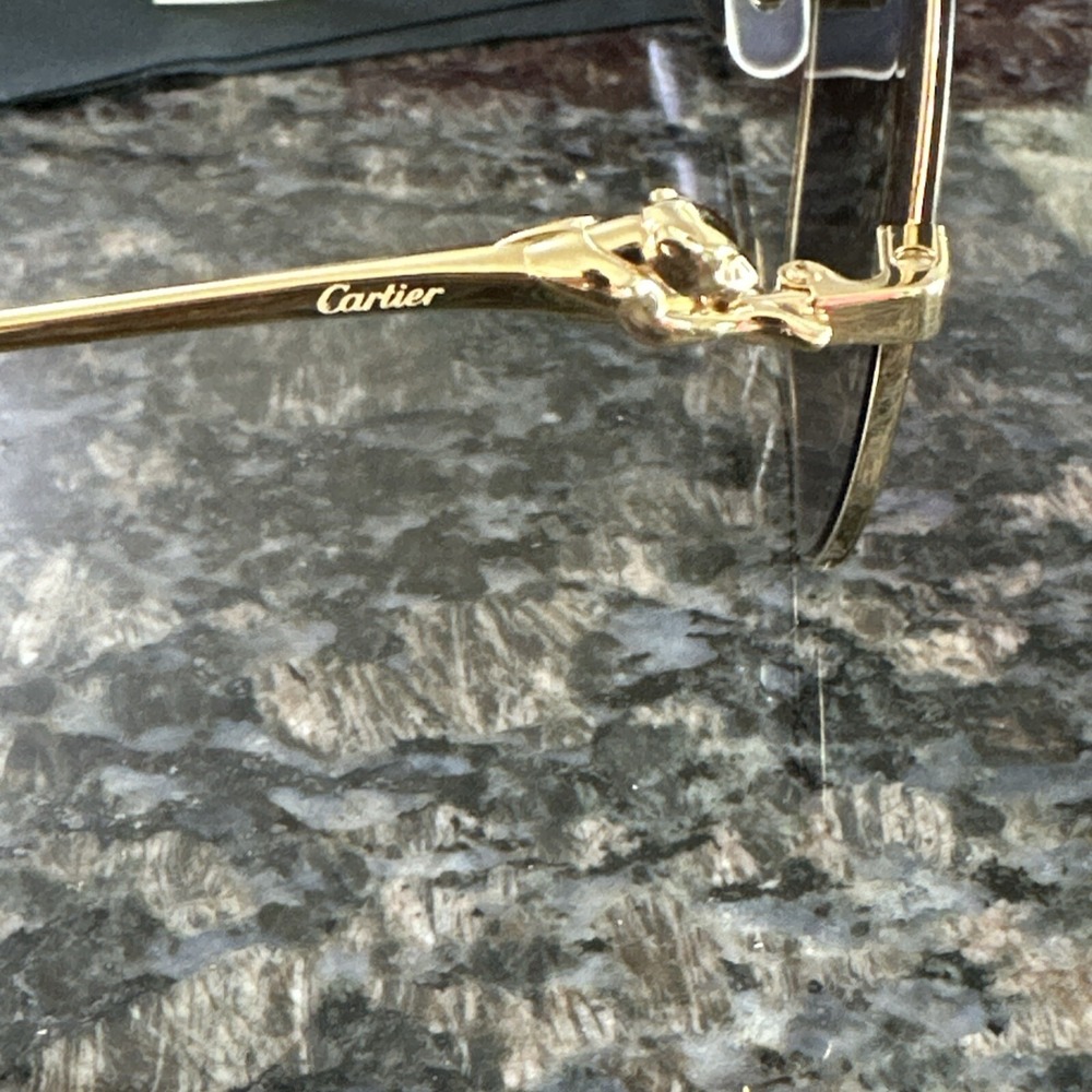 Cartier 58mm Panthère de Cartier Hexagonal Sunglasses. New Full Kit. Msrp $1295 - Picture 12 of 13
